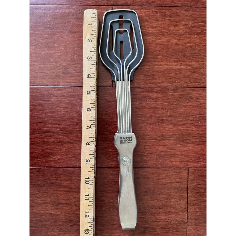 Kuhn Rikon Adjustable Whisk Spatula Stainless Steel Multi-Tool Silver Black 12